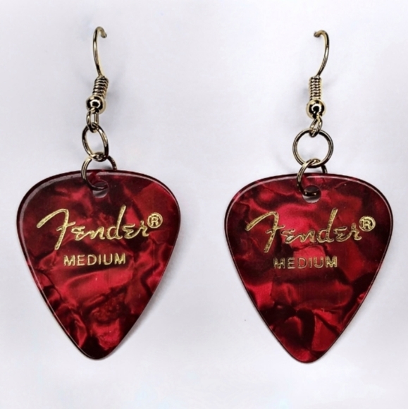 NEW Handmade Colorful Favorite Band Guitar Pick Gold Drop Hook Earrings - Picture 5 of 8